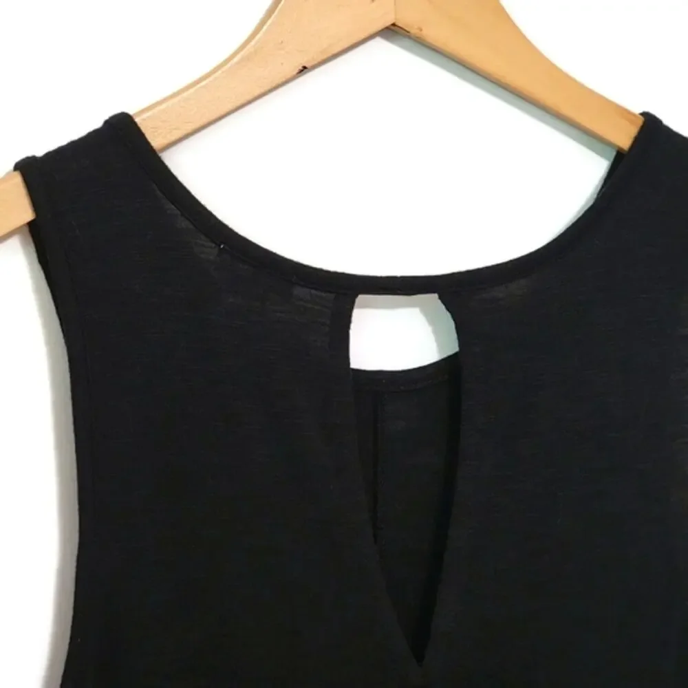 J.Crew Tiered Sleeveless Scoop Neck Tunic Top Black L Feminine